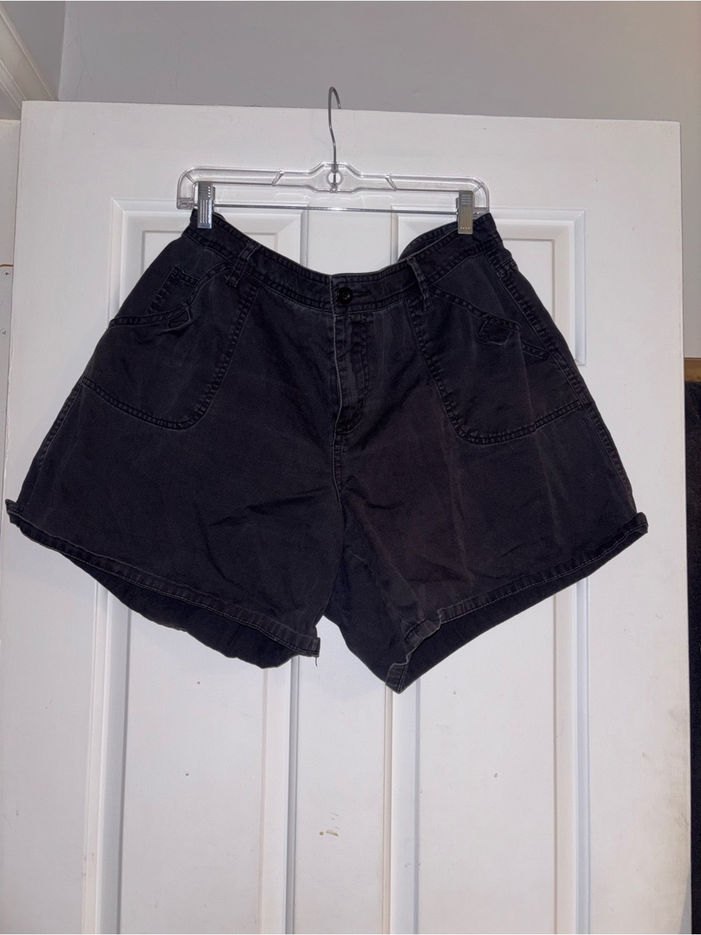 High-Rise Black Casual Bermuda Shorts